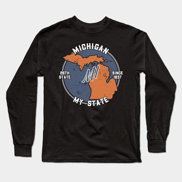 Michigan My State Patriot State Tourist Gift Long Sleeve T-Shirt by atomguy